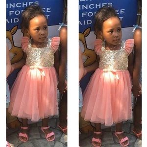 Sequin and glitter peachy pink dress